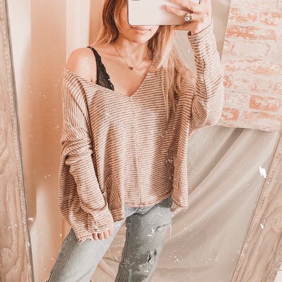 Urban Outfitters Tops - BDG urban outfitters slouchy Vneck stripe knit top